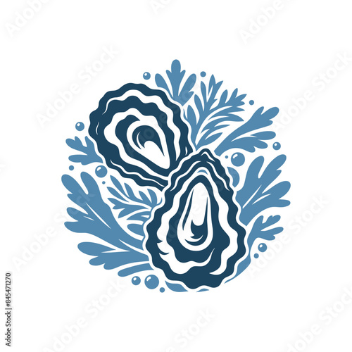 Oysters. Logo, icon, emblem, sign. simple vector illustration, thick outline