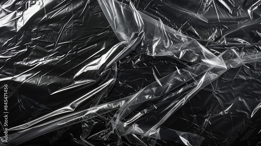 Abstract Black and Transparent Crumpled Plastic Texture for Creative Backgrounds and Overlays Abstract Black and Transparent Crumpled Plastic Texture for Creative Backgrounds and Overlays
