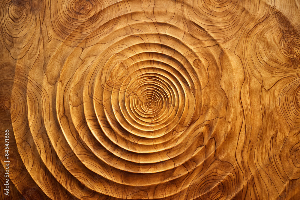 A wide view of a wooden tabletop with interlocking grain vortices, the patterns creating a mesmerizing and hypnotic effect A wide view of a wooden tabletop with interlocking grain vortices, the patterns creating a mesmerizing and hypnotic effect