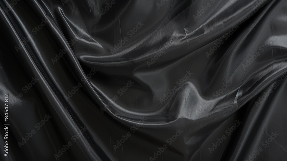 Obraz premium Elegant Smooth Black Satin Fabric Texture for Fashion and Design Background