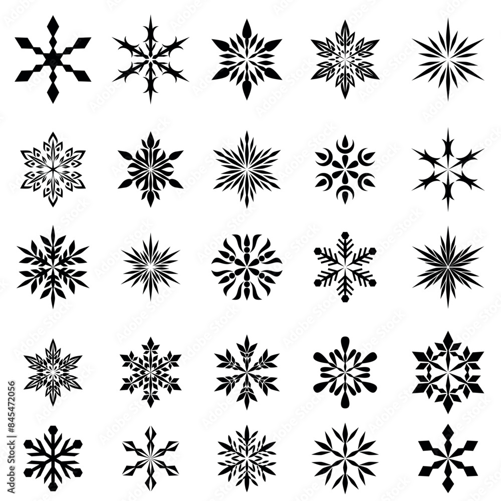 Set of snowflakes isolated on white background. Winter vector decorations elements. Set of snowflakes isolated on white background. Winter vector decorations elements.