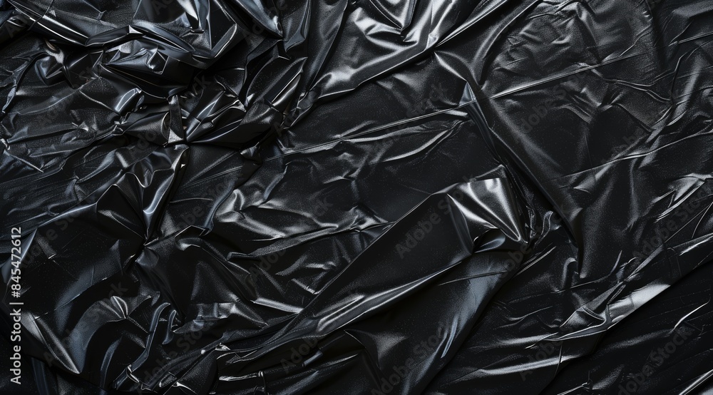 Shiny Black Plastic Texture Background with Wrinkles and Folds Shiny Black Plastic Texture Background with Wrinkles and Folds