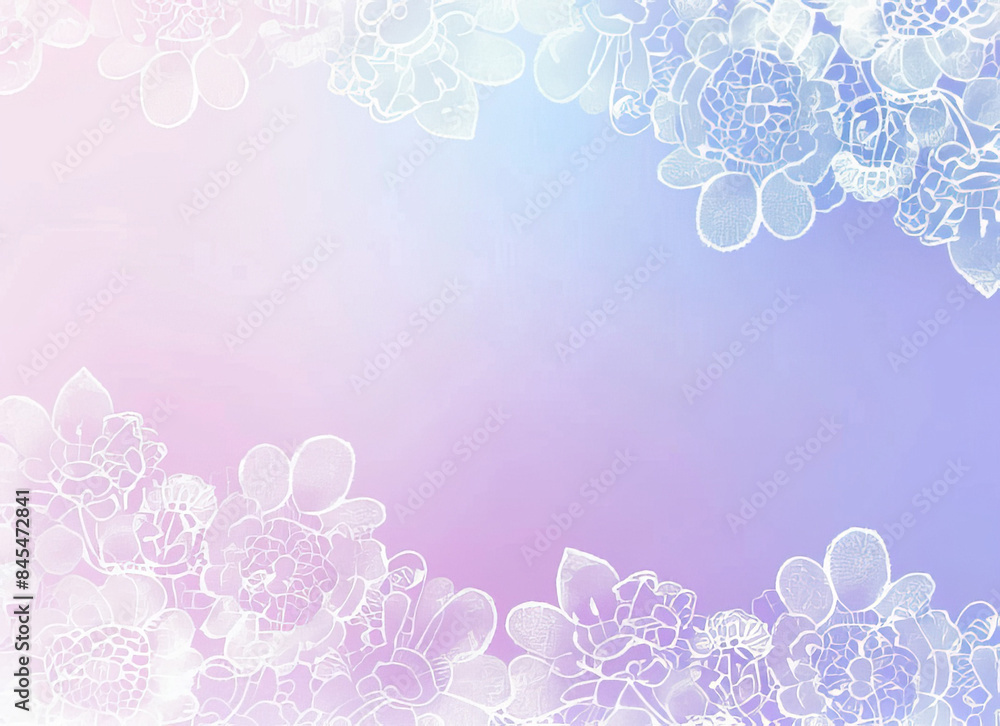Fototapeta premium Dreamy pastel background with white lace details and soft gradients