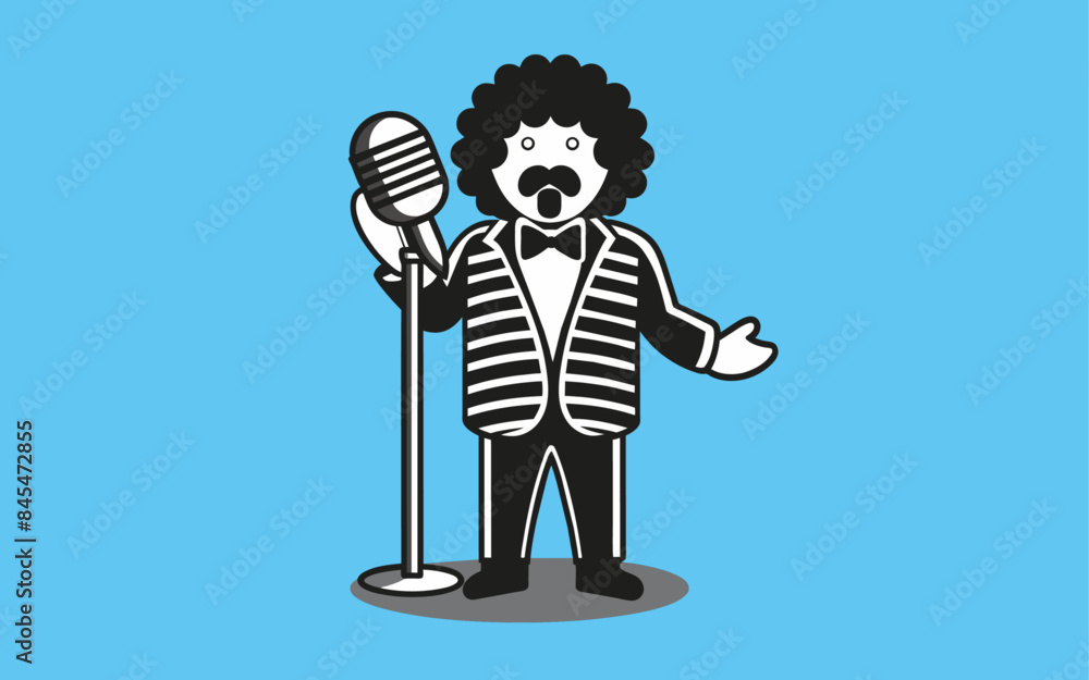 Singer Man in Black and White Style Singer Man in Black and White Style