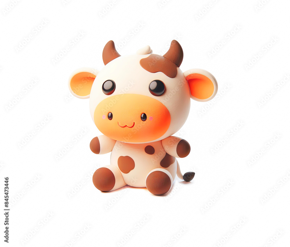 Cow funny toy isolated on white background, 3D carttoon illustration Cow funny toy isolated on white background, 3D carttoon illustration