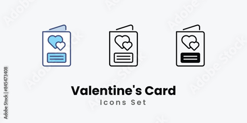 Valentine's Card icons vector set stock illustration.