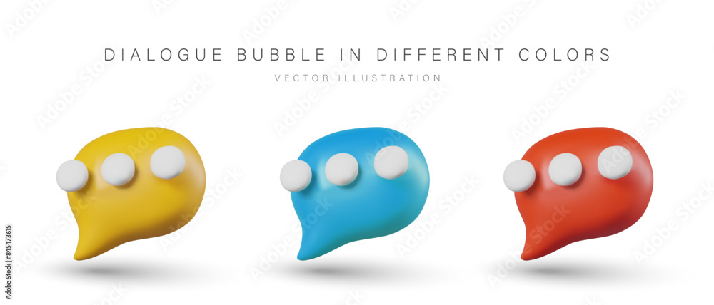 Set of speech bubbles of different colors in 3D style. Creative illustrations Set of speech bubbles of different colors in 3D style. Creative illustrations