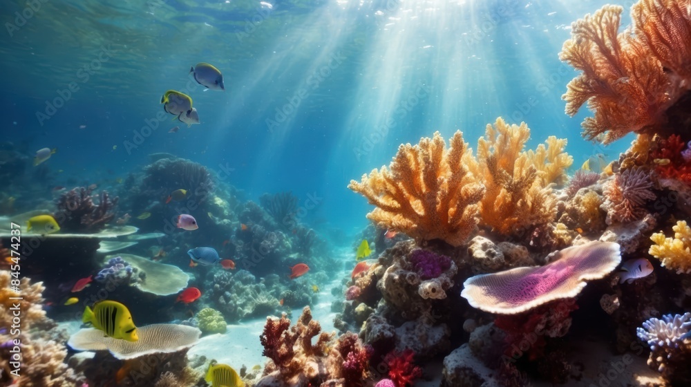 Naklejka premium coral reef and fish colors 