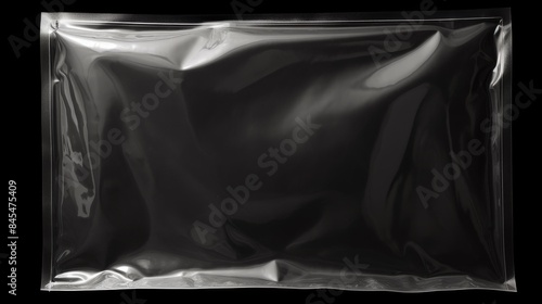 Clear Sealed Plastic Bag Packaging Isolated on Black Background for Storage and Preservation