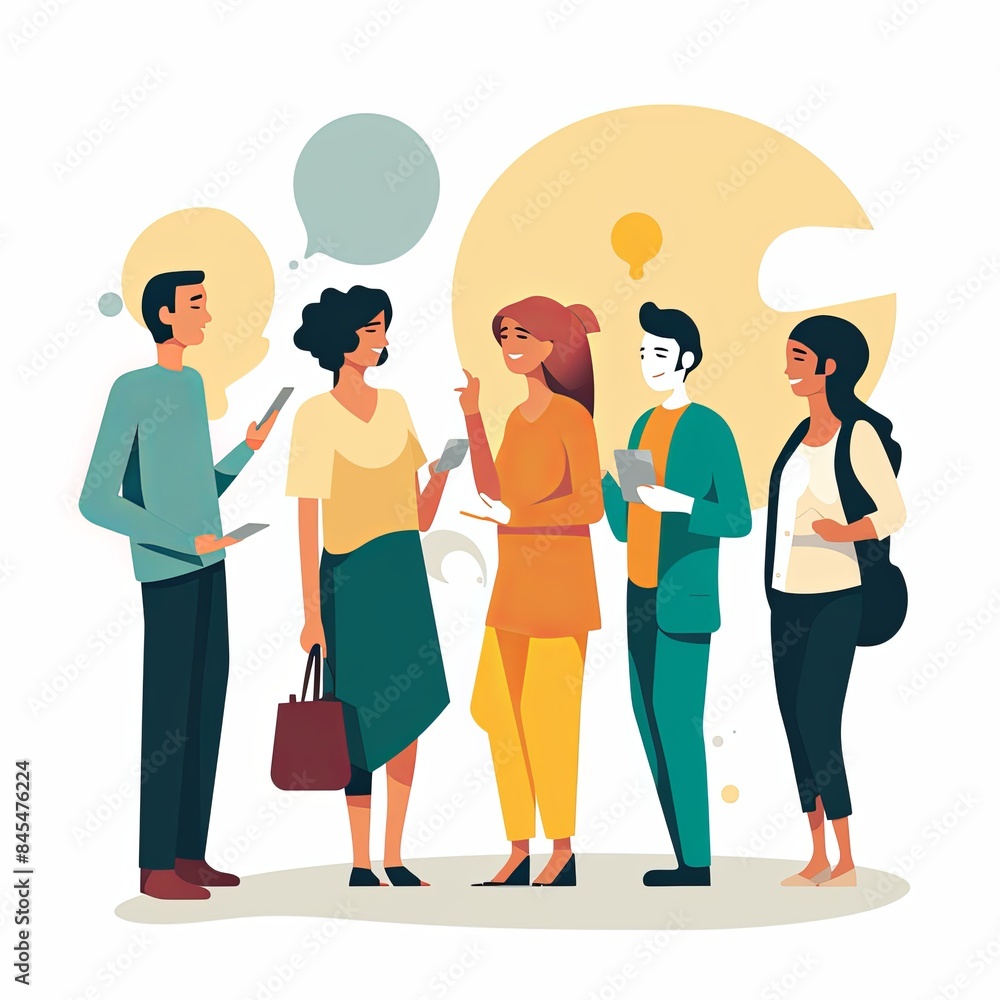 flat vector style illustration of a diverse group of people flat vector style illustration of a diverse group of people