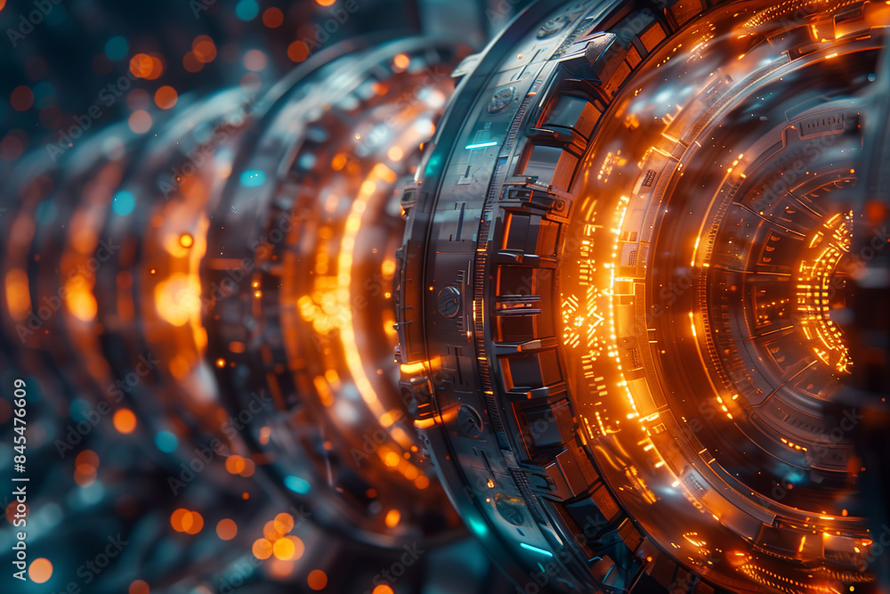 Conceptual high-tech thermonuclear or nuclear reactor, including space station elements for fusion, electricity generation Conceptual high-tech thermonuclear or nuclear reactor, including space station elements for fusion, electricity generation