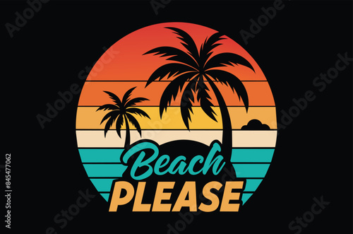 Summer svg  summer t shirt design vector illustration  beach life  with sunset reflect in the pum tree  typography  Funny summer vibes  printable  cut file cricut  silhouette  png  laser cut