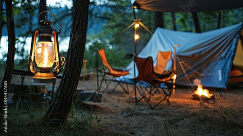 Wallpaper Mural lamp hang for lighting to camping in the natural park. A hanging oil lamp on the camping Torontodigital.ca