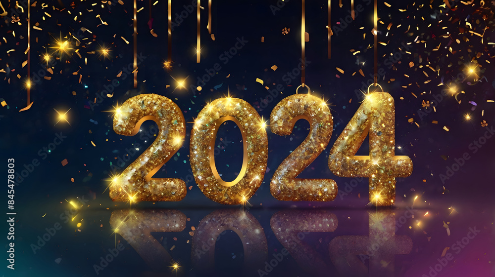 Happy New Year Celebration 2024 Sparkles Banner. Happy New Year Celebration 2024 Sparkles Banner.