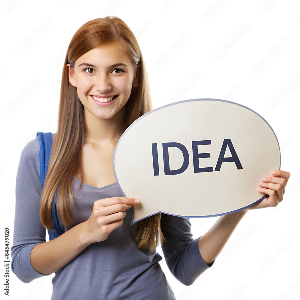 Pretty schoolgirl standing showing super smiling Pretty schoolgirl standing showing super smiling