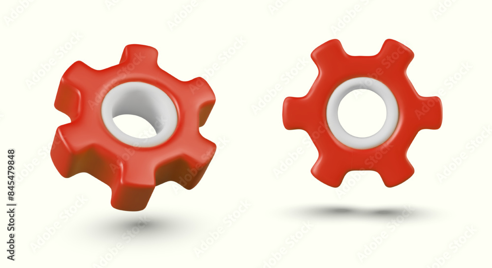 Vector realistic gear, different angle view. Set of isolated spare parts illustrations Vector realistic gear, different angle view. Set of isolated spare parts illustrations