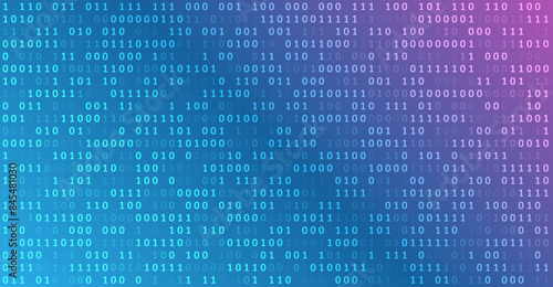 Binary code, artificial intelligence. Program code. Computer background of numbers. Analytics, sorting, structuring, information transfer. Blue background with data flow.