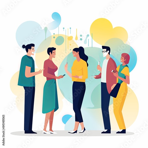 flat vector style illustration of a diverse group of people