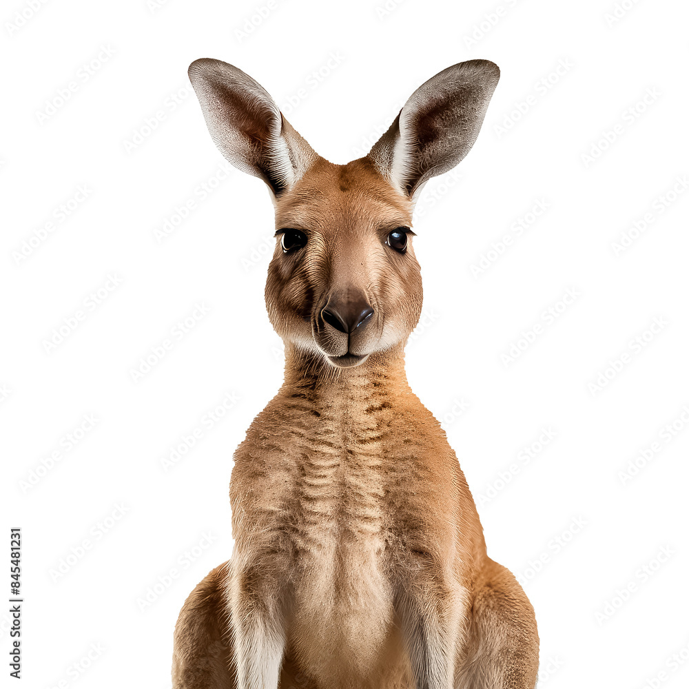 A close up of a kangaroo's face with its ears up A close up of a kangaroo's face with its ears up