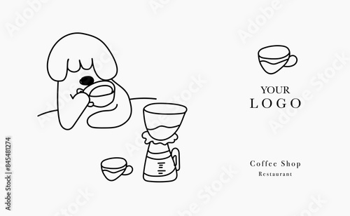 Hand drawn illustration of Bakery and Coffee. Icons. Abstract geometric line background. Gold luxury. Illustration for cover design, food package, menu, background, café wall, coffee shop, web banner.