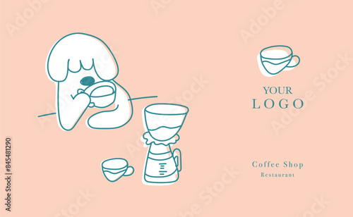 Hand drawn illustration of Bakery and Coffee. Icons. Abstract geometric line background. Gold luxury. Illustration for cover design, food package, menu, background, café wall, coffee shop, web banner.