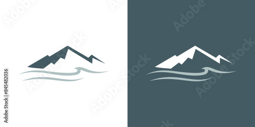 Mountain wave logo vector. water ocean sea river hill abstract illustration