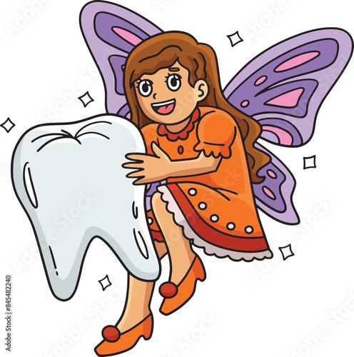 Dental Care Tooth Fairy Cartoon Colored Clipart 