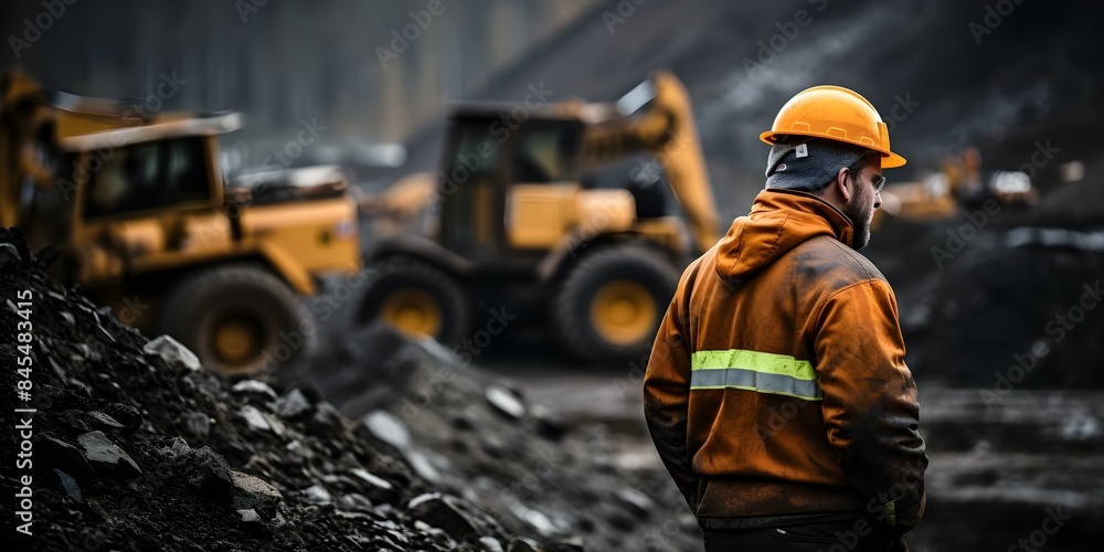 Engineer working at a mining site. Concept Mining Engineering, Heavy Machinery, Safety Protocols, Site Operations, Geological Survey Engineer working at a mining site. Concept Mining Engineering, Heavy Machinery, Safety Protocols, Site Operations, Geological Survey