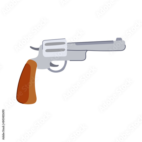 revolver wild west pistol cartoon. old cowboy, ern handgun, colt antique revolver wild west pistol sign. isolated symbol vector illustration