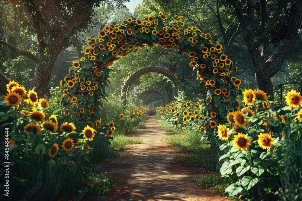 Fototapeta premium An archway adorned with sunflowers