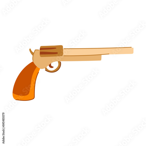 antique wild west pistol cartoon. saloon sheriff, magnum rifle, table hat antique wild west pistol sign. isolated symbol vector illustration
