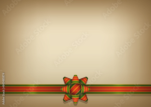 りぼんのラッピング風フレーム、クリスマスカラーのリボン、ビンテージ風のクリスマスカードフレーム