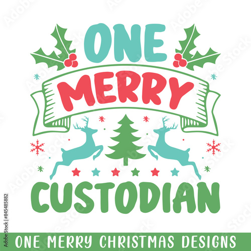 One Merry custodian Christmas decorative, Merry Christmas family designs