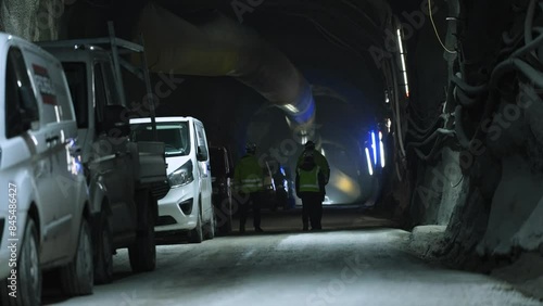 Wallpaper Mural Intense construction work on a mountain water reservoir featuring extensive tunnel work and heavy industry equipment, ideal for projects showcasing engineering, infrastructure, and industrial themes Torontodigital.ca