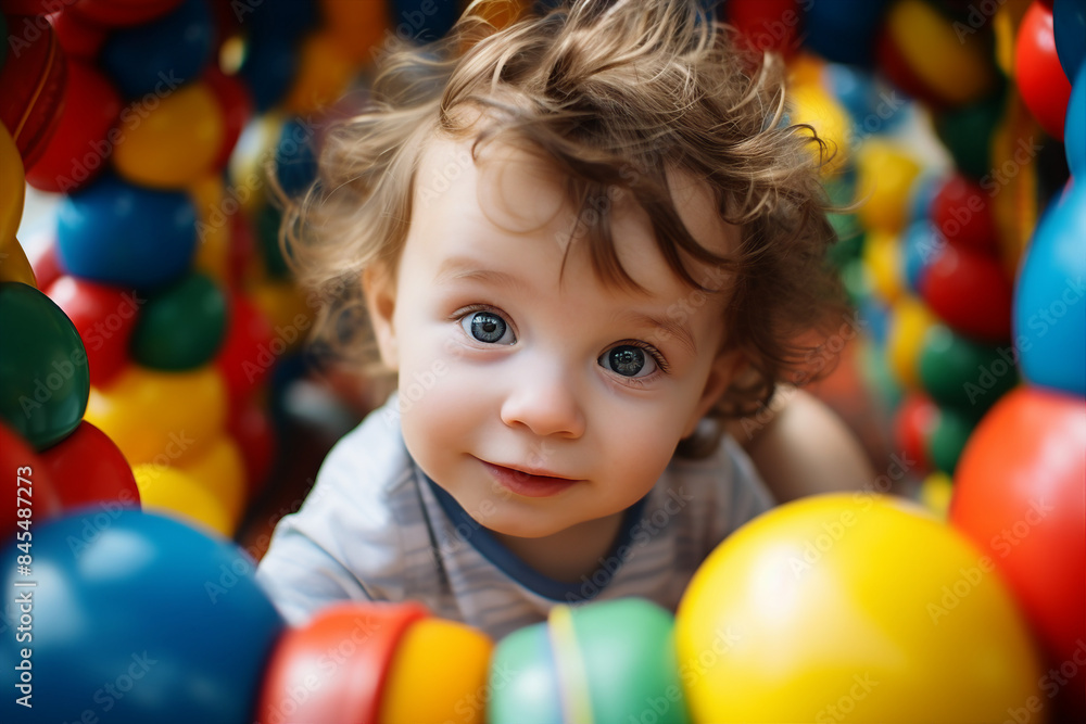 Cute children in playground playroom territory having fun playful childish mood made by Generative AI Cute children in playground playroom territory having fun playful childish mood made by Generative AI