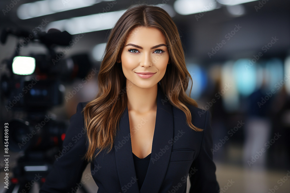 Professional reporter journalist in front of camera making breaking news reportage Generative AI picture Professional reporter journalist in front of camera making breaking news reportage Generative AI picture