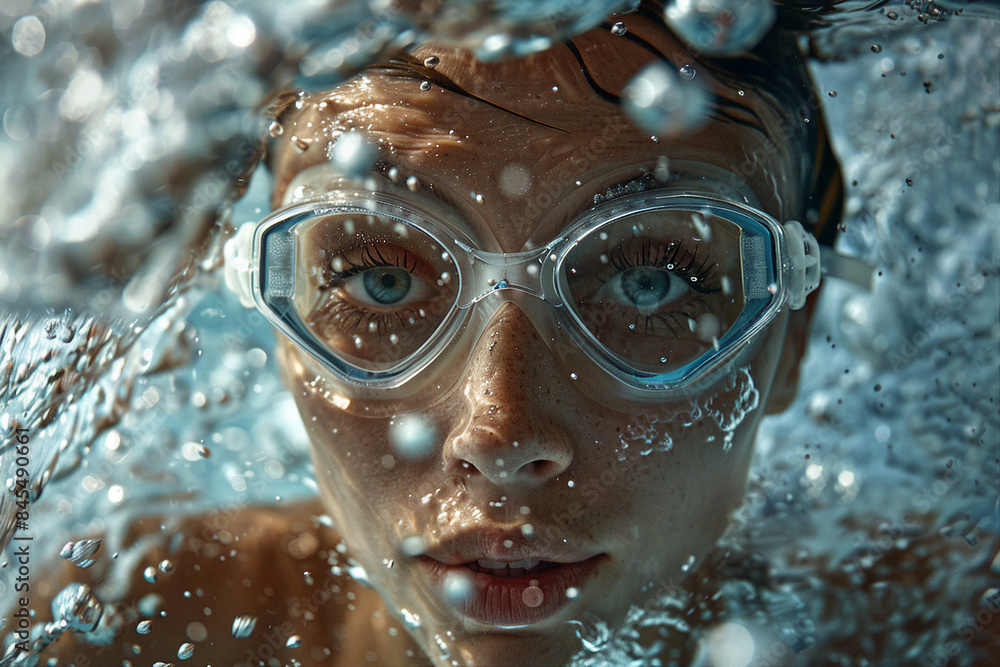Underwater swimming created with generative ai person enjoys summer pleasant water swimming diving Underwater swimming created with generative ai person enjoys summer pleasant water swimming diving