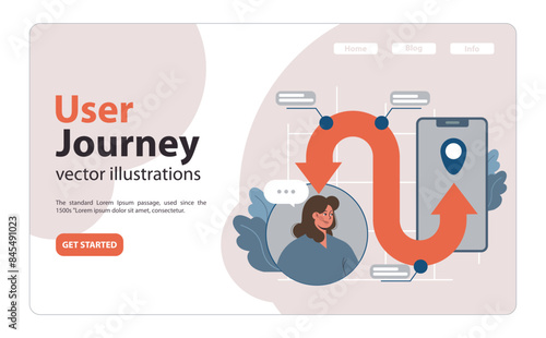User journey exploration concept. Flat vector illustration