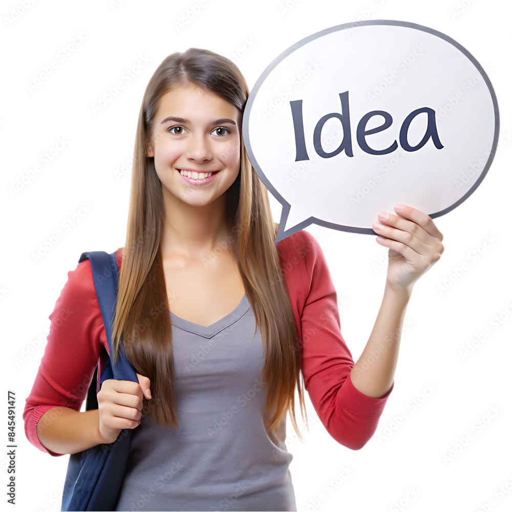 Pretty schoolgirl standing showing super smiling Pretty schoolgirl standing showing super smiling