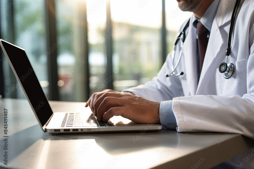 Generative AI Portrait of experienced doctor at hospital patient examination consultation medicare Generative AI Portrait of experienced doctor at hospital patient examination consultation medicare