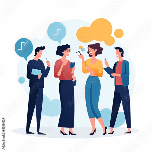 flat vector style illustration of a diverse group of people