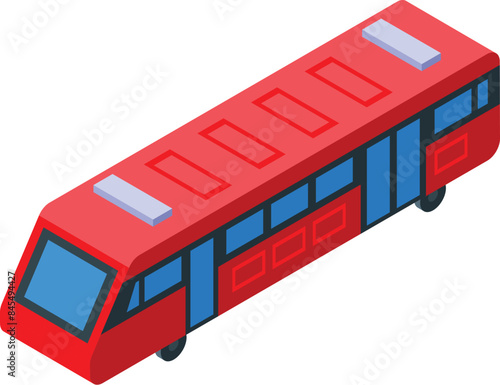 Red modern electric passenger express train isolated on white background isometric view