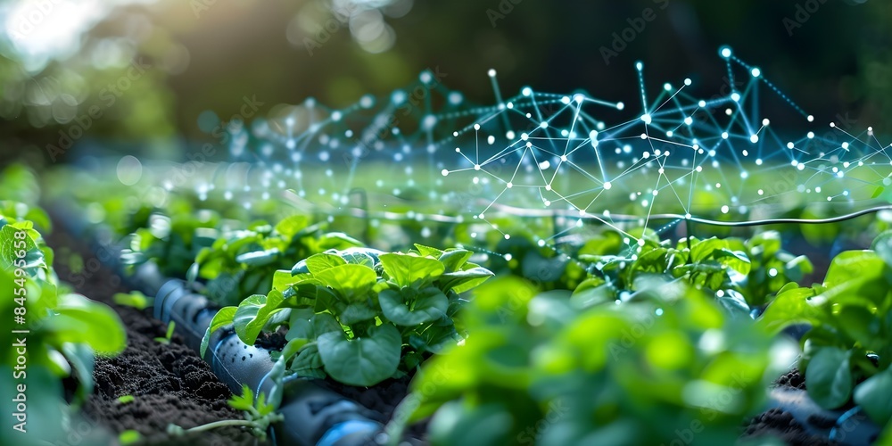 Efficient Smart Farm Irrigation System Utilizing Internet of Things (IoT) Technology. Concept Agricultural Innovation, IoT Technology, Smart Farming, Irrigation System, Efficiency Efficient Smart Farm Irrigation System Utilizing Internet of Things (IoT) Technology. Concept Agricultural Innovation, IoT Technology, Smart Farming, Irrigation System, Efficiency