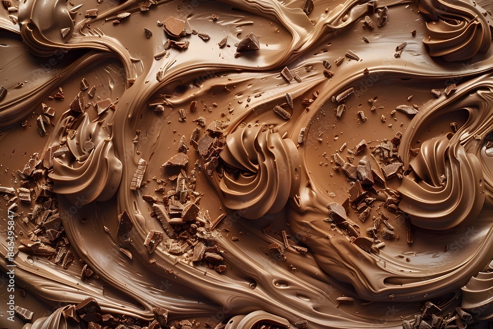 Close-up of Swirled Chocolate with Chocolate Flakes Close-up of Swirled Chocolate with Chocolate Flakes
