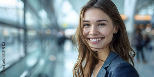 Blurred VIP Business Travelers in Airport Terminal Young Woman Embracing Travel Lifestyle. Concept Airport Travel, Businessmen, Blurred Background, Young Woman, Travel Lifestyle © Anastasiia