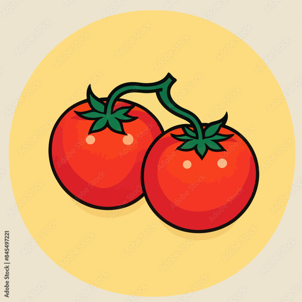 a picture of two tomatoes on a yellow background a picture of two tomatoes on a yellow background