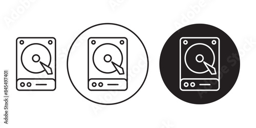 Hard drive vector icon set. Hard disk drive flat sign. hard disk glyph icon
