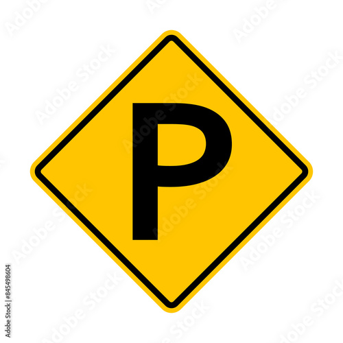 Free Download Parking sign. Places where car parking is permitted. The parking sign helps drivers find parking zones. Diamond road sign. Rhombus road sign. Warning yellow road sign. - GFXLoad