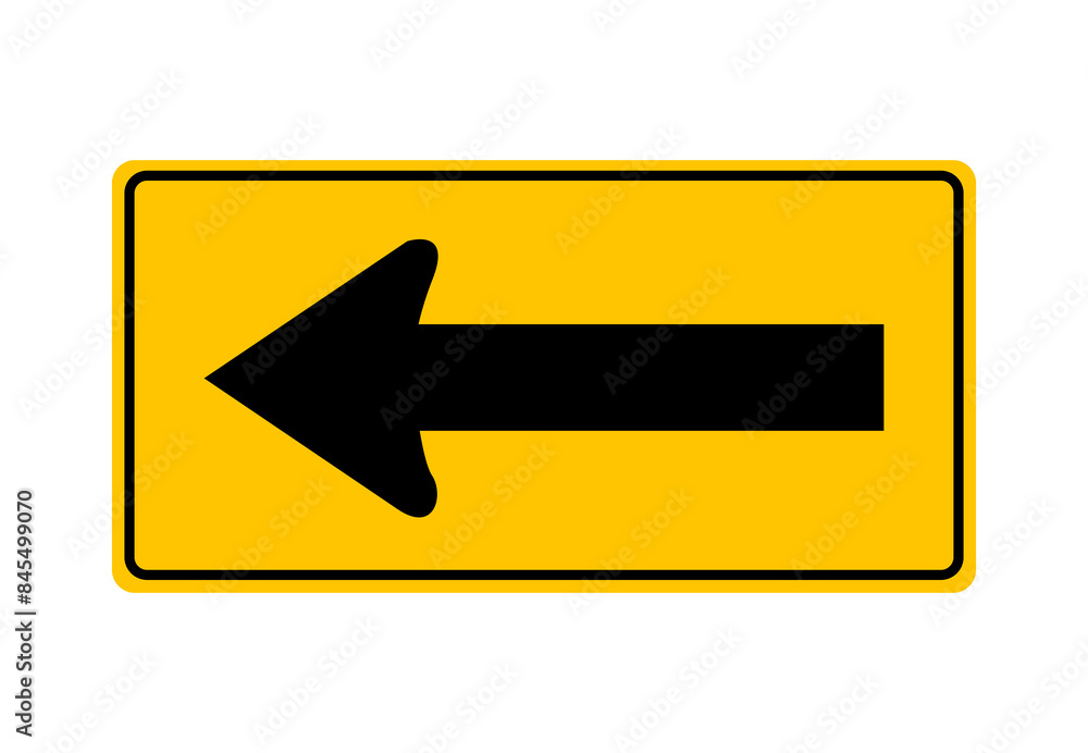 Driving direction sign. The arrow indicates the direction of movement ...