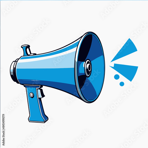 a blue megaphone with an arrow pointing to it